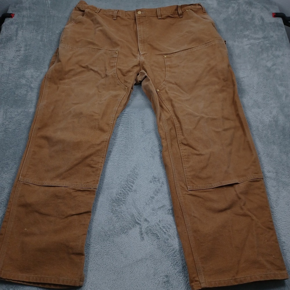 Carhartt Pants Mens 48x32 Brown Canvas Double Knee Workwear Distressed